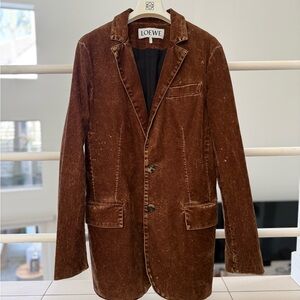 Spring24 Loewe Distressed Brown Cotton Velvet Blazer - Women’s *Never Worn*